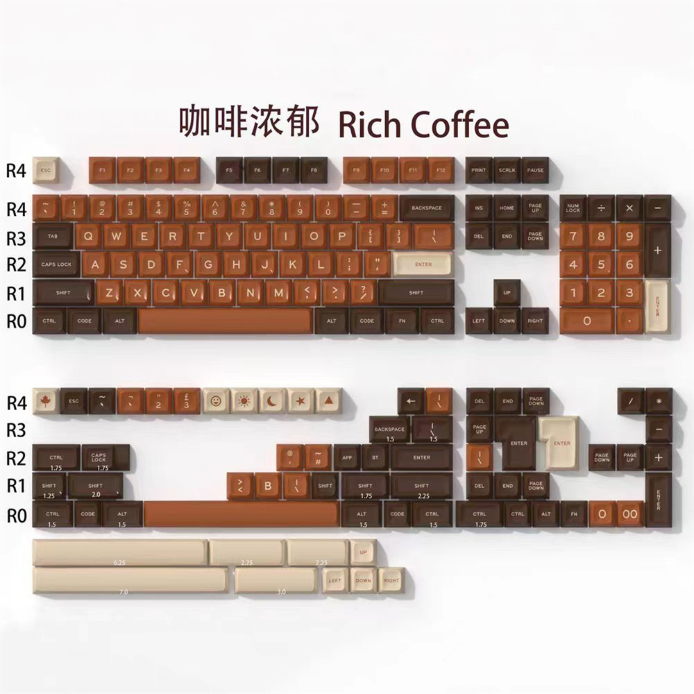 Keycaps Set Sa Profile Abs - Rich Coffee Keycap Set Double Shot