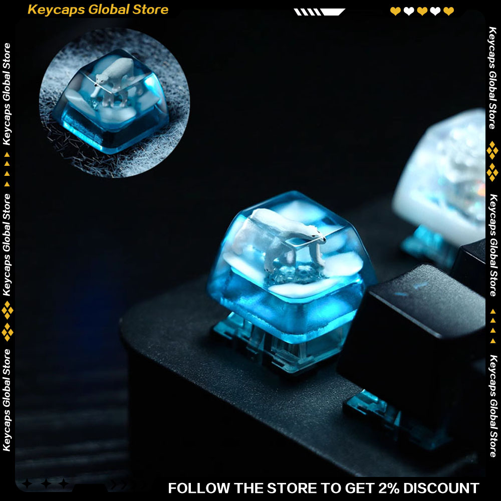 Keycaps Artisan Resin Handmade - Copritasto originale in resina con orso