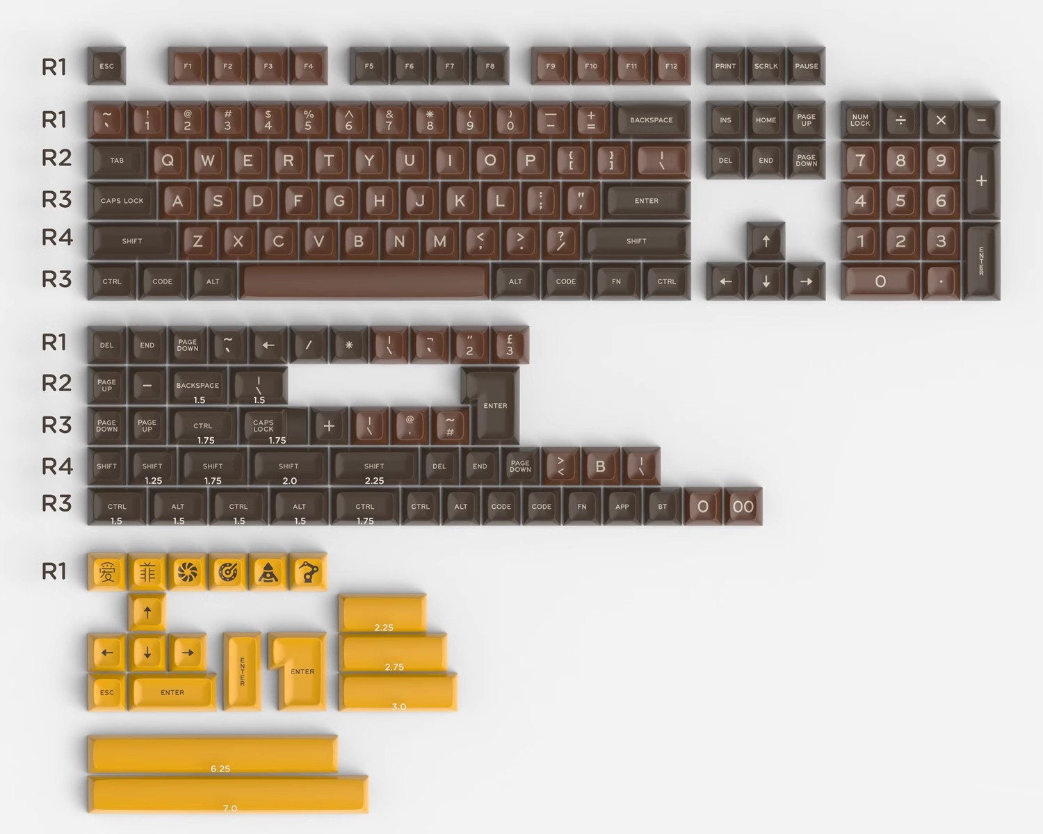 Keycaps Set Sa Profile Abs - 172 tasti/set Aifei Clone GMK Chocolatier