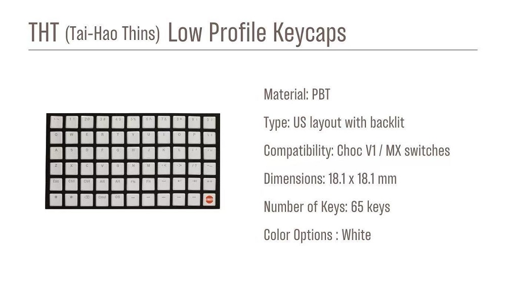 Taihao THT Copritasti bianchi  - Keycaps Low Profile Choc recensione e prezzo